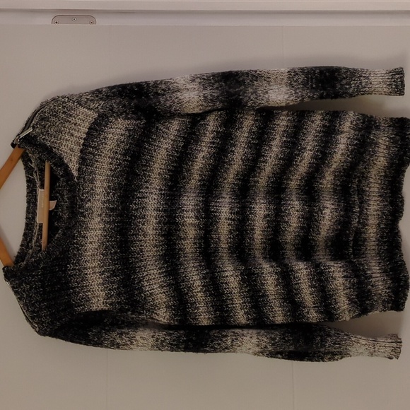 Michael Michael Kors chunky shoulder zipper tie dye black and white sweater XL - Picture 1 of 10